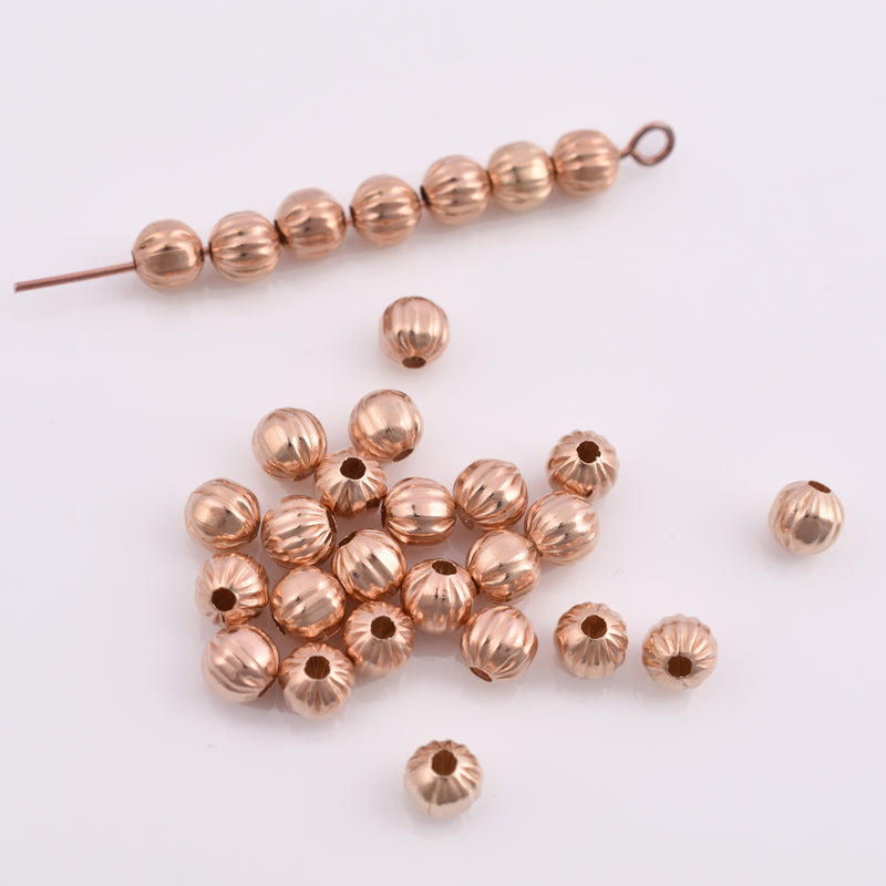 Rose Gold Plated 3mm Corrugated Ball Spacer Beads