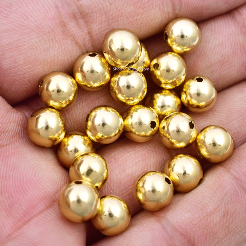 8mm Gold Plated Round Ball Spacer Beads