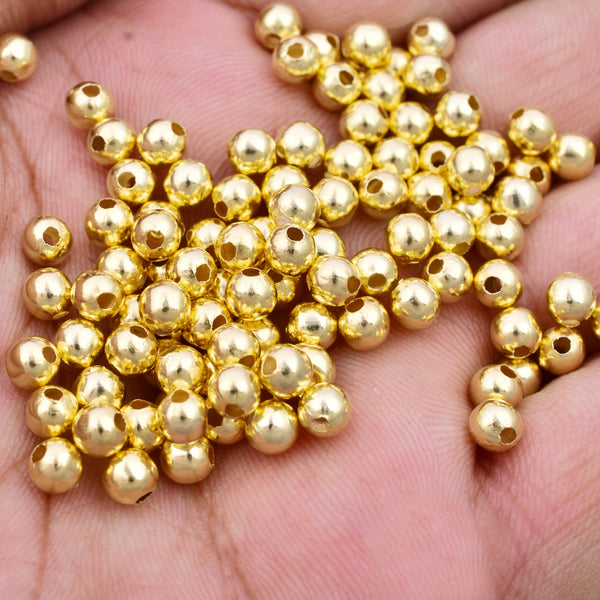 5mm Gold Plated Round Ball Spacer Beads