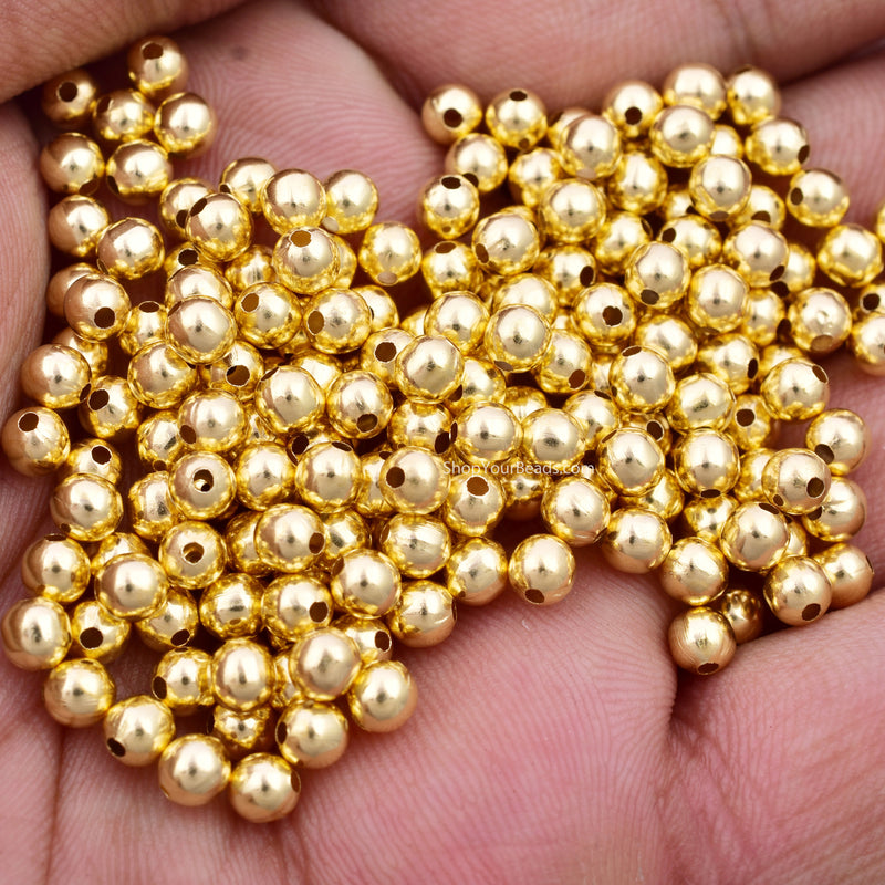 12mm, 14mm Gold Spacer Beads, Brushed Beads, Round Gold Plated Beads for Jewelry  Making, Necklace and Bracelet Making Spacer Balls Bead 