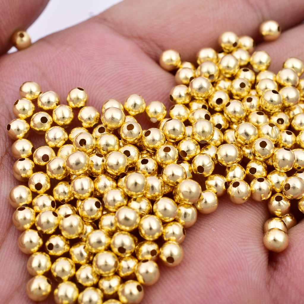 Golden Glitter Beads Studded with Metal Rings + Balls