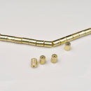 Gold Colored Tone Cylinder Barrel Drum Beads - 8 Inch Strand