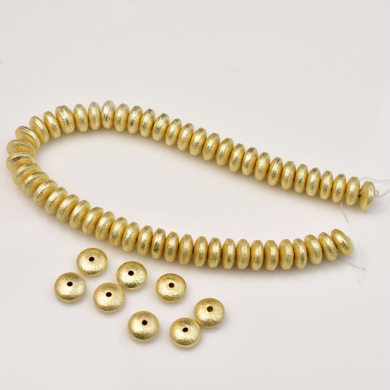 8 Inch Strand of Gold Colored 8mm Saucer Spacer Beads