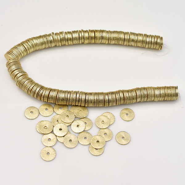 Gold Colored Flat Disc Heishi Spacer Beads - 8 Inch Strand