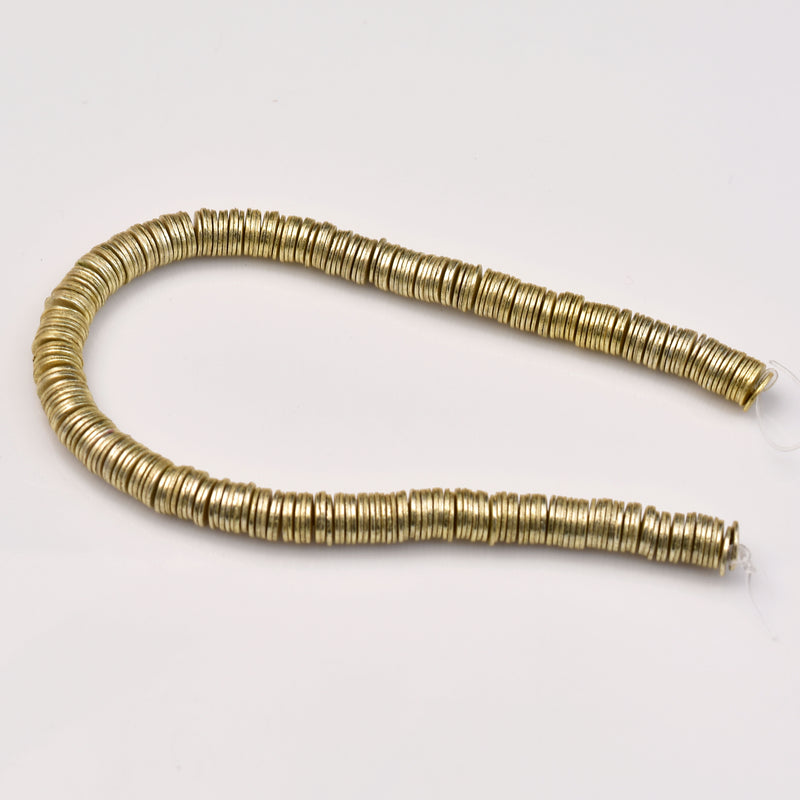 Gold Colored Flat Disc Heishi Spacer Beads - 8 inch strand