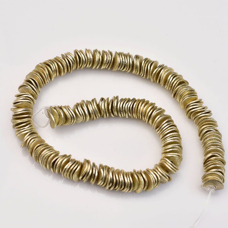 8 Inch Strand of 6mm Wavy Disc 14kt Gold Colored Tone