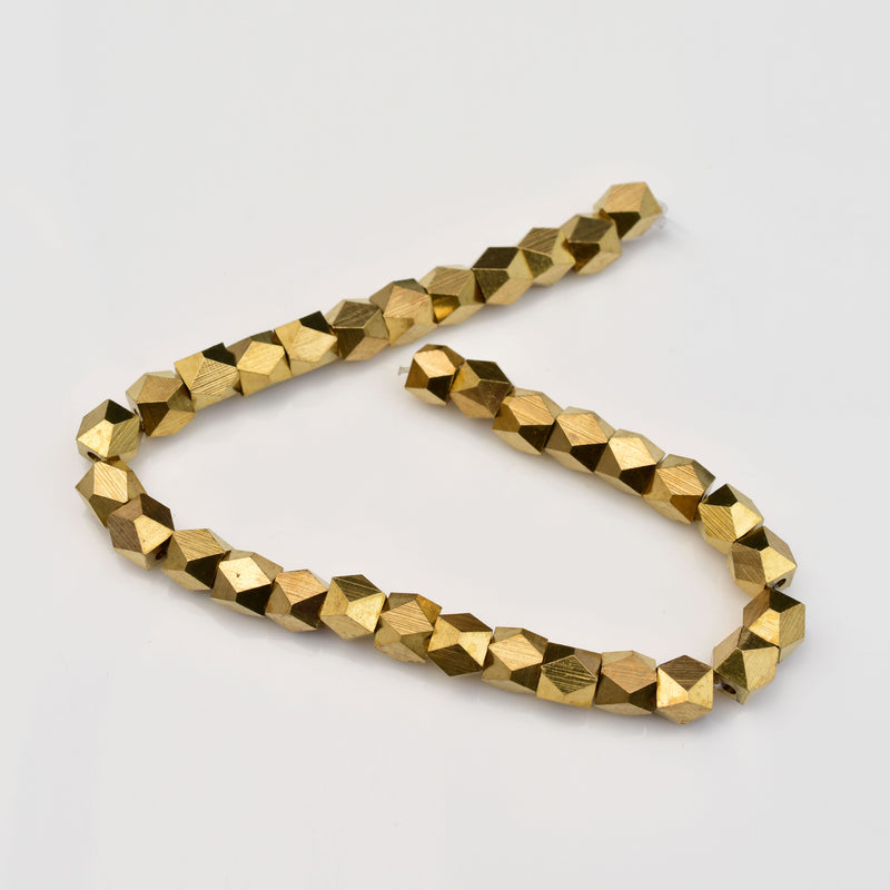 Raw Brass 6mm Faceted Diamond Cut Beads
