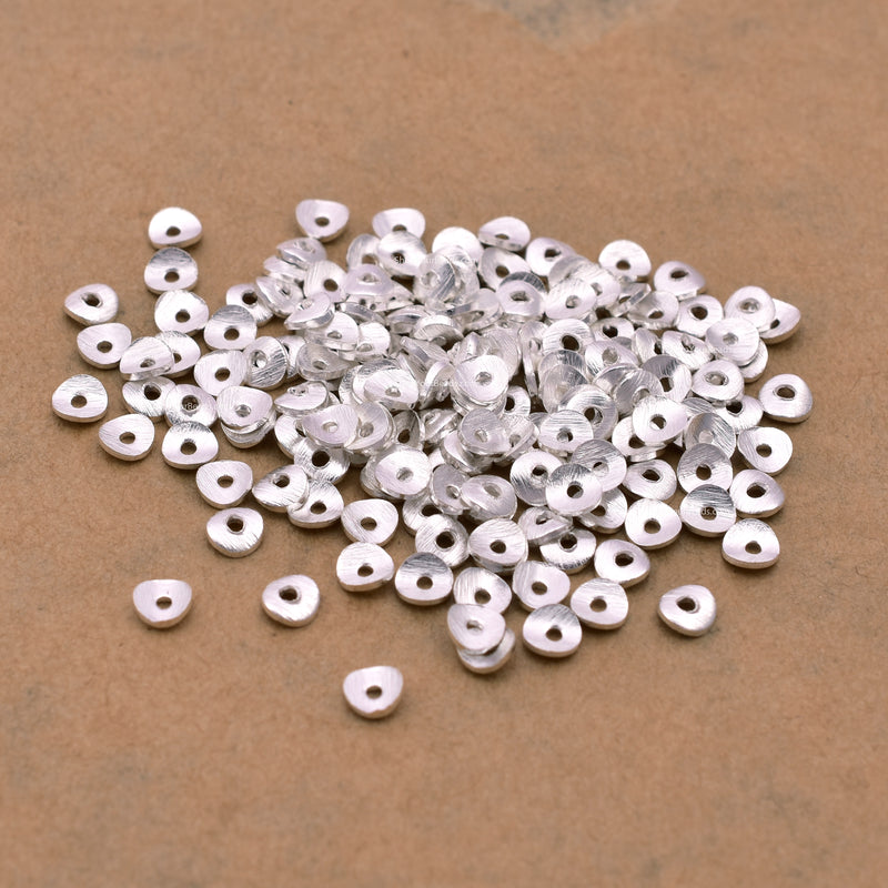 Silver Wavy Disc Spacers Heishi Beads For Jewelry Makings 
