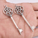 Antique Silver Plated Vintage Skeleton Keys Charms