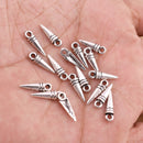 Antique Silver Plated Spike charms - 14mm