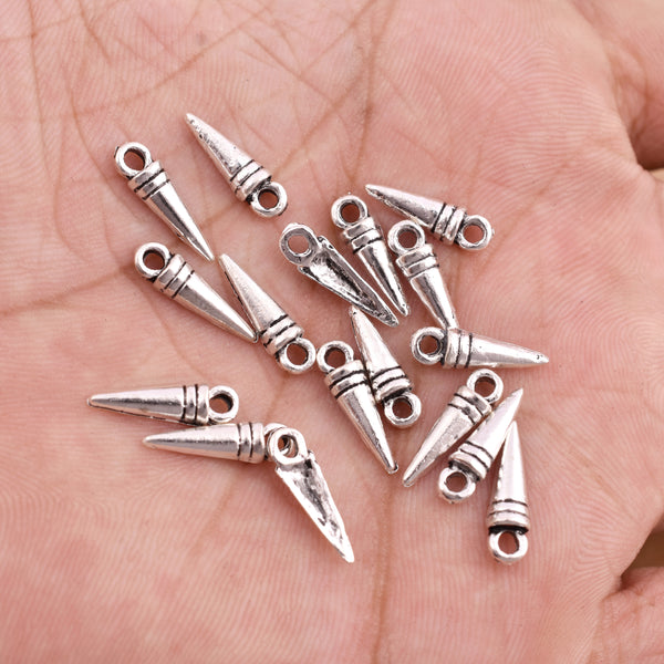 Antique Silver Plated Spike charms - 14mm