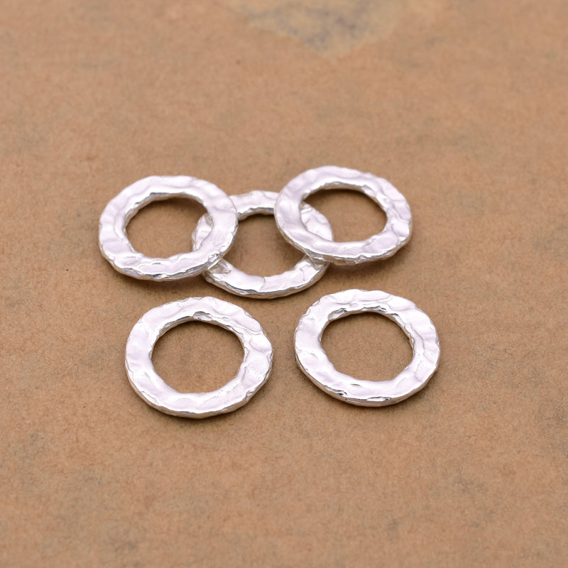 Silver Hammered Washer Circle Rings For Jewelry Makings 