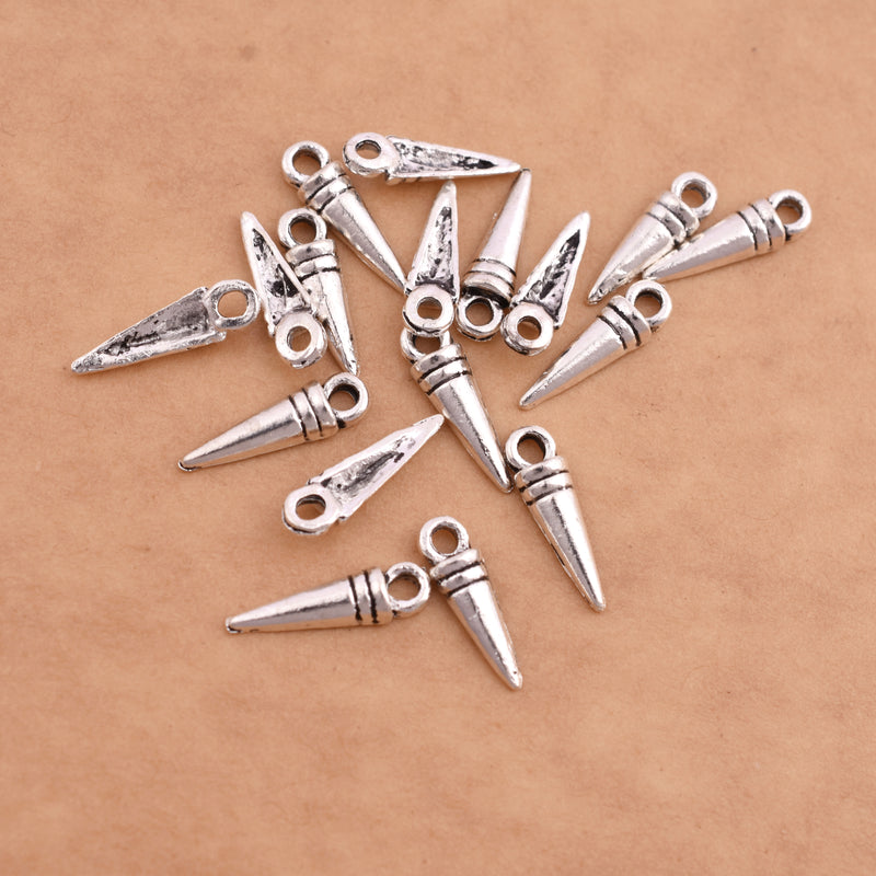 Antique Silver Plated Spike charms - 14mm