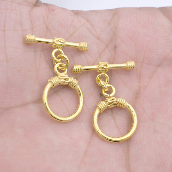 Gold Plated Toggle T Bar Rope Bali Clasps