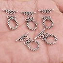 Antique Silver Plated Bali Toggle T Bar Clasps - 12mm