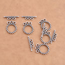 Antique Silver Plated Bali Toggle T Bar Clasps - 12mm