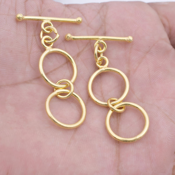 2 Ring Gold Plated Extendable Toggle T Bar Clasps