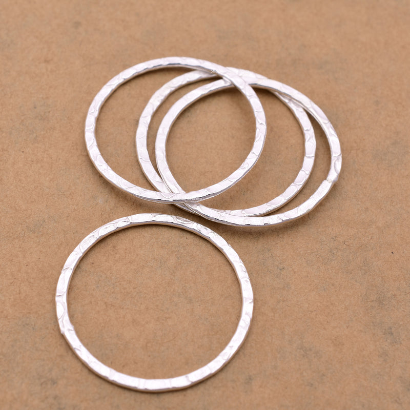 Silver Plated Hammered Washer Connector Ring Links