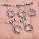 Antique Silver Plated Bali Toggle T Bar Clasps - 15mm