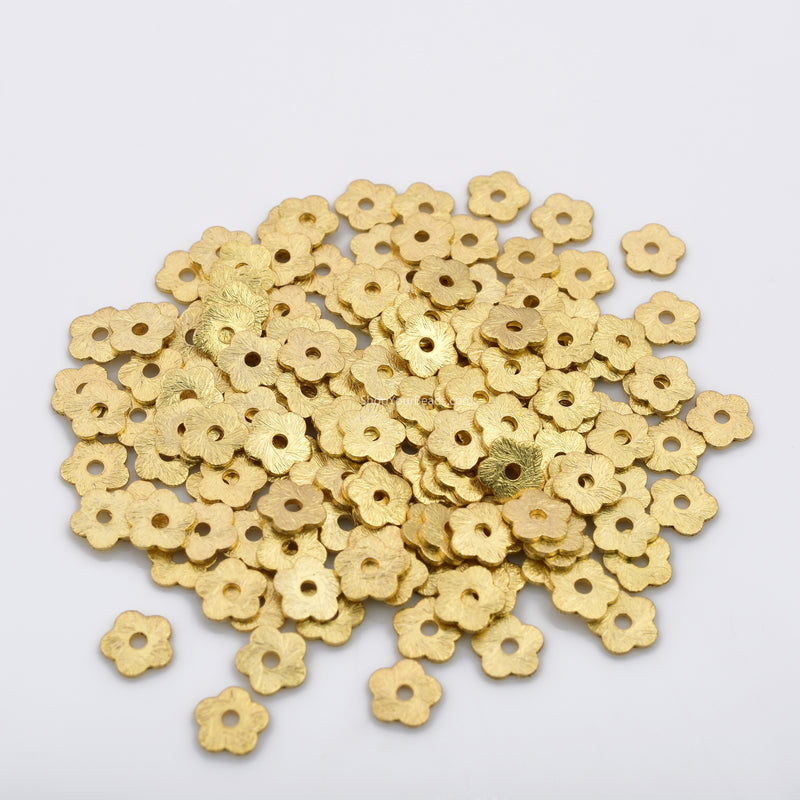Gold Flower Flat Disc Charms Heishi Beads Spacers For Jewelry Makings 