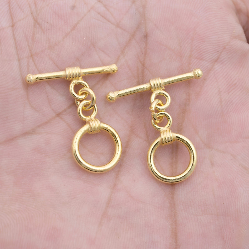 Gold Plated Rope Bali Toggle T Bar Clasps