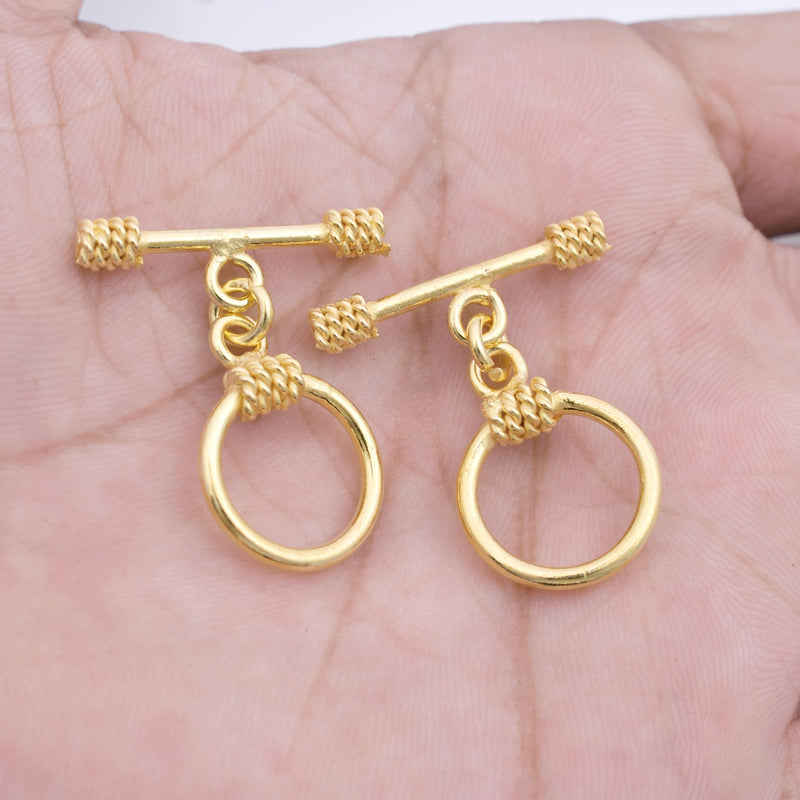 Gold Plated Bali Toggle T Bar Clasps
