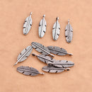 Antique Silver Plated Feather Charms - 20x6mm