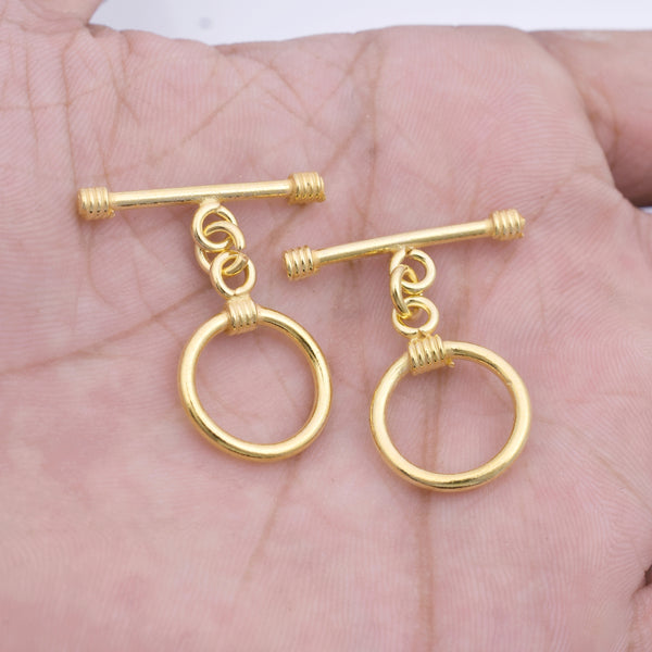 Gold Plated Toggle T Bar Rope Bali Clasps