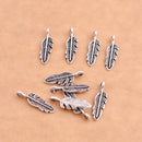 Antique Silver Plated Feather Charms - 19x5 mm
