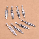Antique Silver Plated Feather Charms - 27x5mm