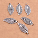 Antique Silver Plated Leaf Charms - 27x12mm