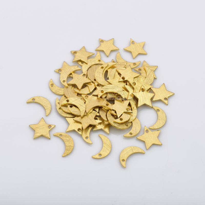Gold Moon Star Charm Pendant For Jewelry Makings 