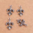 Antique Silver Plated French Lily Flower Fleur de Lis Charms