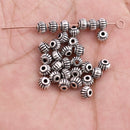 Antique Silver Plated Barrel Bali Beads - 5mm