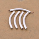 Silver Plated Curved Tube Pipe Beads - 40mm