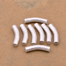 Silver Plated Curved Tube Pipe Beads - 20mm