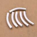 Silver Plated Curved Tube Pipe Beads - 30mm