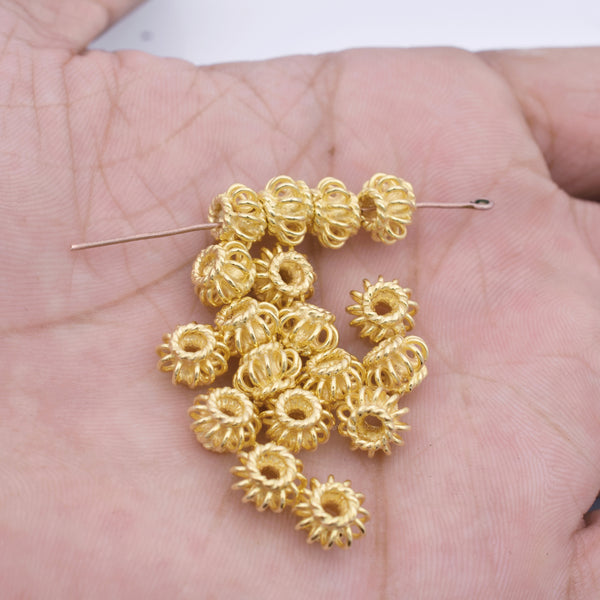 Gold Plated Coil Shape Bali Spacer Beads - 8mm
