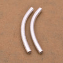 Silver Plated Curved Tube Pipe Beads - 50mm
