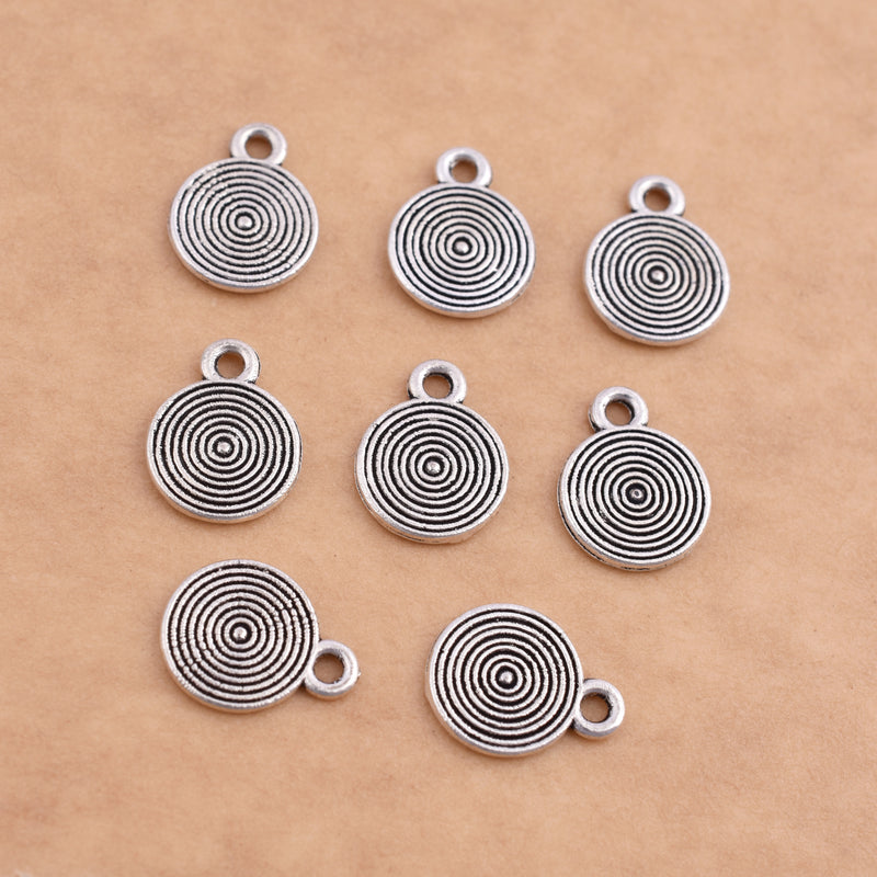 Antique Silver Plated Spiral Charms - 14mm