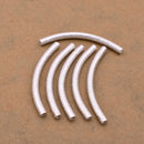 Silver Plated Curved Tube Pipe Beads - 40mm