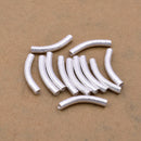 Silver Plated Curved Tube Pipe Beads - 20mm