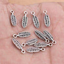 Antique Silver Plated Leaf Nature Charms - 17x5mm
