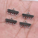Silver End Bars 3 to 1 strand Connectors links antique silver plated, jewelry making findings, bracelet and necklace strand reducer 4pcs