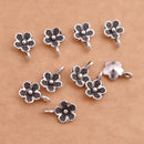 Antique Silver Plated Flower Charms - 14mm