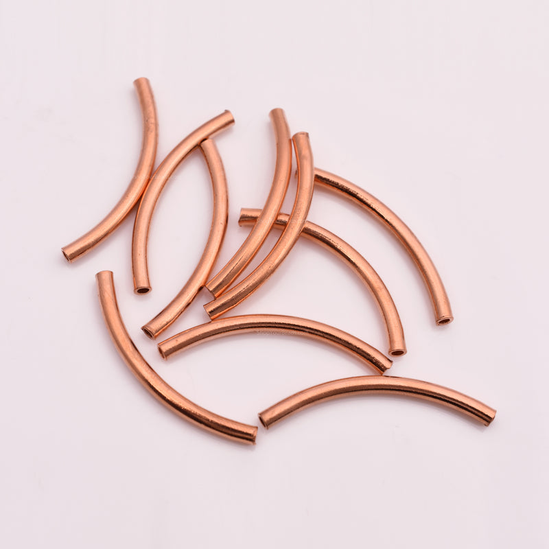 Copper Curved Tube Pipe Beads - 40mm