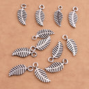 Antique Silver Plated Leaf Charms - 14x6mm