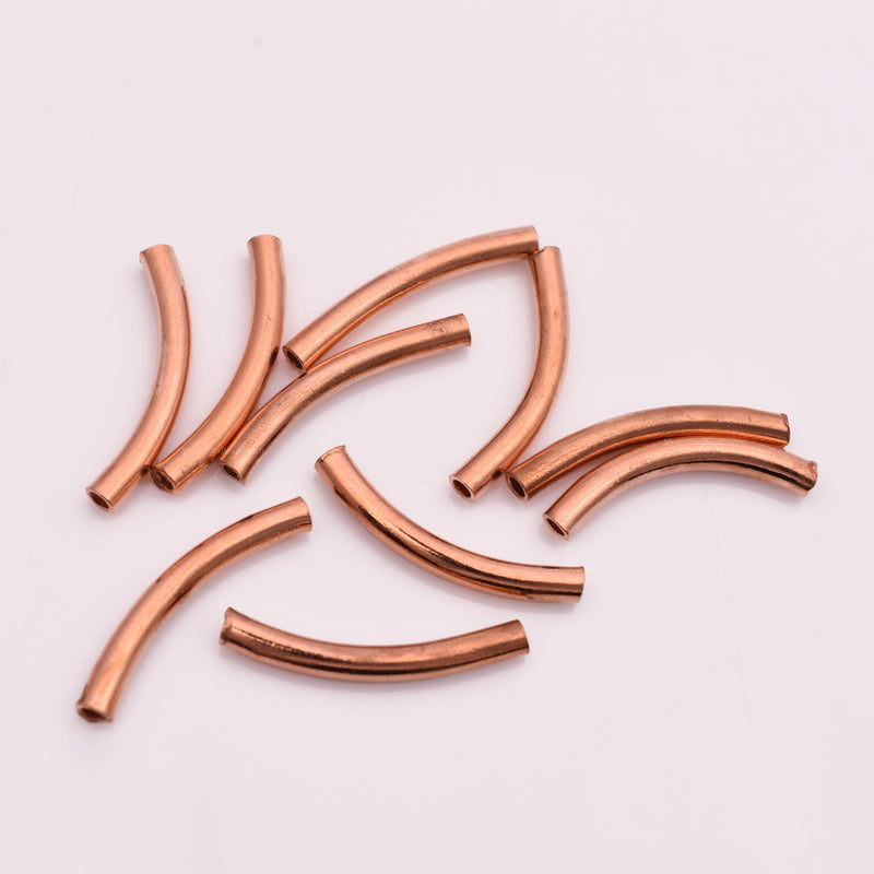Copper Curved Tube Pipe Beads - 25mm