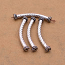 Silver Plated Curved Tube Pipe Beads - 40mm