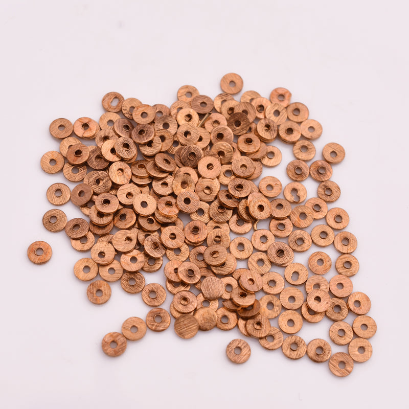 Copper Heishi Flat Disc Spacer Beads - 4mm